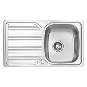 JASSFERRY Stainless Steel Kitchen Sink Single 1 Bowl Inset Reversible Drainer