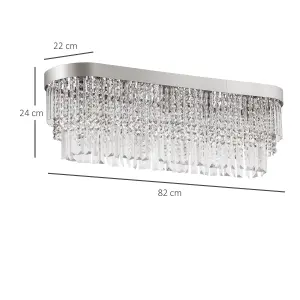 HOMCOM Raindrop Crystal Chandelier Ceiling Light for Restaurant Kitchen