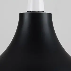 ValueLights Dexter Black Ceiling Pendant Shade and B22 GLS LED 10W Warm White 3000K Bulb