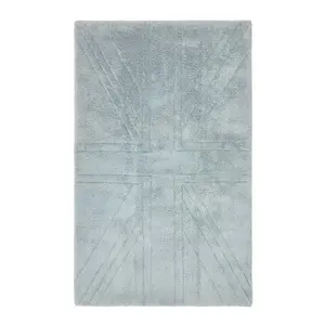 Homescapes Cotton Tufted Rug Union Jack Plain Embossed Mat Silver Grey,90 x 150cm