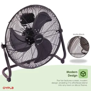 Oypla Electrical 18" Inch Black 3 Speed Floor Standing Gym Fan Hydroponic