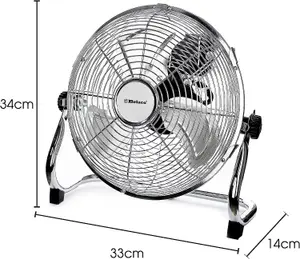 Belaco 9" Chrome Metal Floor Fan - High Velocity