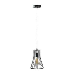 ValueLights Edmund Matt Black Ceiling Light Pendant and E27 Pear LED 4W Warm White 2700K Bulb