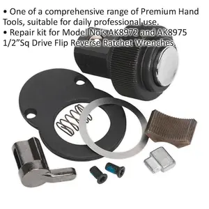 Premium 1/2 Inch Square Drive Repair Kit for 108-Tooth Ratchet Wrenches