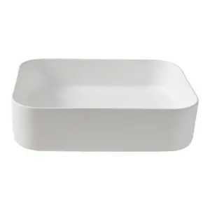 GoodHome Tekapo Matt White Rectangular Counter top Basin (W)45cm