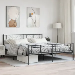 Berkfield Metal Bed Frame with Headboard and Footboard Black 193x203 cm