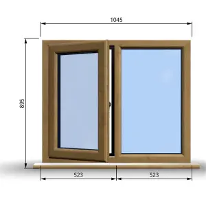 1045mm (W) x 895mm (H) Wooden Stormproof Window - 1/2 Left Opening Window - Toughened Safety Glass