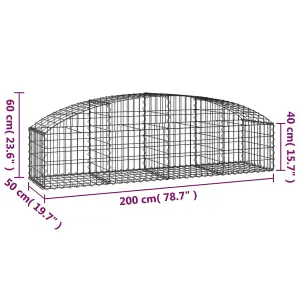 Berkfield Arched Gabion Basket 200x50x40/60 cm Galvanised Iron