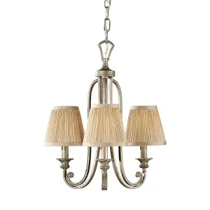 Luminosa Abbey Multi Arm Chandelier 3 Light Silver Sand Finish, E14