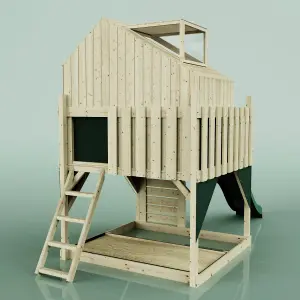 PolarPlay Kids Scandinavian Style Climbing Platform & Playhouse with Slide - Astrid Green