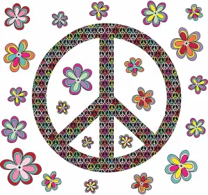 Wallpops Large Self-Adhesive Floral Peace Sign Bedroom Wall Art Stickers