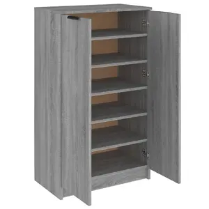 Berkfield Shoe Cabinet Grey Sonoma 59x35x100 cm Engineered Wood