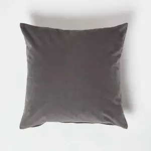 Homescapes Grey Velvet Cushion, 45 x 45 cm