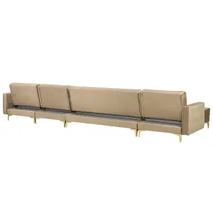 Large Sofa with Ottoman ABERDEEN Sand Beige Velvet Symmetrical