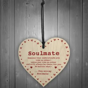 Soulmate Gift Wooden Heart Valentines Anniversary Gift For Him Her Women Men