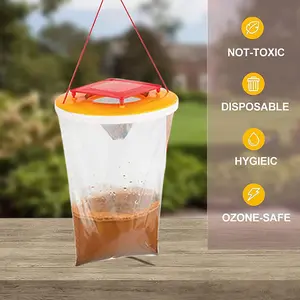 Redtop Fly Trap Transparent Hanging Fly Catchers Red Top Non-Toxic Disposable with Fly Bait traps & kills up to 20,000 flies