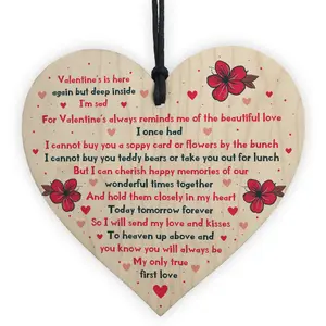 Valentines Day Gift Memorial Plaque For Husband Wife Wooden Heart Memorial Gift Keepsake