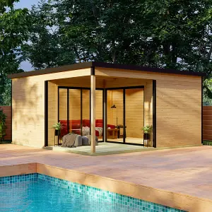 Lasita Domeo 6 V2 with Veranda Garden Office - 5m x 5m - Modern Summer House Double Glazed