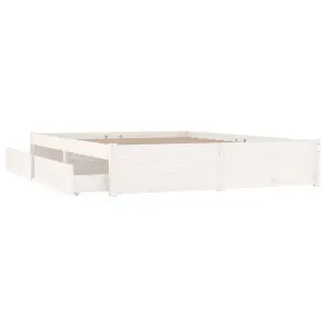 Berkfield Bed Frame with Drawers White 150x200 cm 5FT King Size