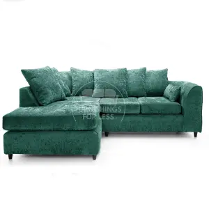 Monaco Chenille Fabric 3 to 4 Seater L Shaped Corner Sofa  Teal Left Hand Facing