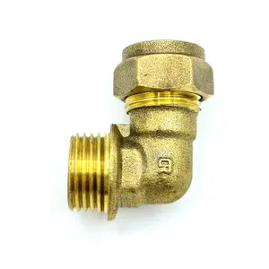 Conex 15mm x G1/2 Male Elbow Adaptor Brass Compression Fittings Straight Connector