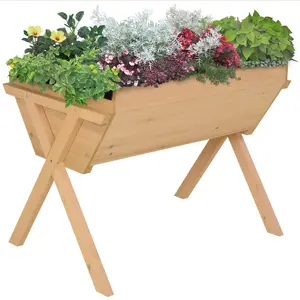 Outsunny Wooden Planter Raised Bed Stand Vegetable Flower Bed 100 x 70 x 80cm