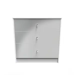 Taunton 3 Drawer Deep Chest in Uniform Grey Gloss & White (Ready Assembled)