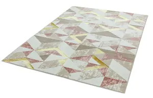 Pink Modern Geometric Easy To Clean Rug For Dining Room Bedroom & Living Room-80cm X 150cm