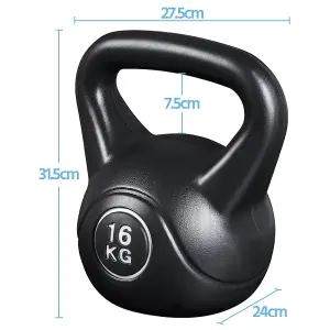 Yaheetech Single Kettlebell HDPE Coated Kettle Bells - 16KG