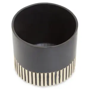 Interiors by Premier Large Ceramic Planter, Modern Black and Gold Planter for Indoor Plants, Drum-shaped Ceramic Planter for Home