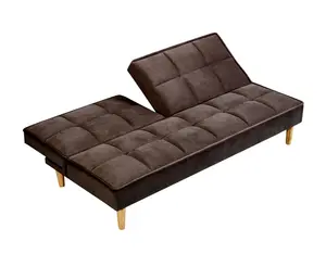 Stylish and Versatile 3 Seater Velvet Sofa Bed, Modern, Living Room Furniture - Brown