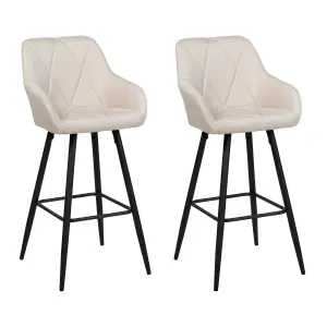 Set of 2 Bar Chairs DARIEN Light Beige