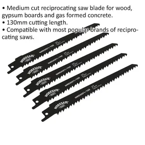 5 Pack 150mm Reciprocating Saw Blades for Wood and Concrete Cutting