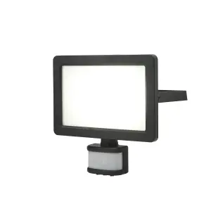 GoodHome Lucan AFD1019-IB Black Mains-powered Cool white Outdoor LED PIR Floodlight 3000lm