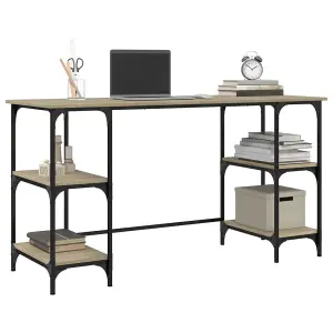 Berkfield Desk Sonoma Oak 140x50x75 cm Metal and Engineered Wood