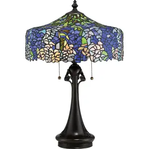 Elstead Cobalt 1 Light Tiffany Table Lamp - Bronze Finish, E27