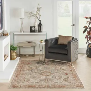 Multicolored Bordered Geometric Luxurious Traditional Persian Rug for Living Room, Bedroom - 239cm X 315cm