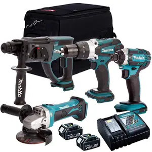 Makita 4 Piece 18V Li-ion with 2 x 5.0Ah Batteries & Charger T4TKIT-152