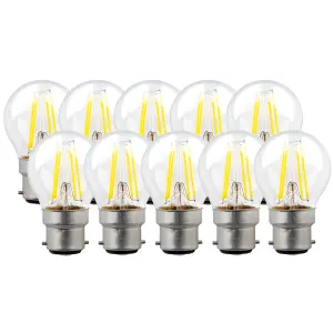 Harper Living 5 Watts B22 BC Bayonet LED Light Bulb Clear Golf Ball Warm White Dimmable, Pack of 10