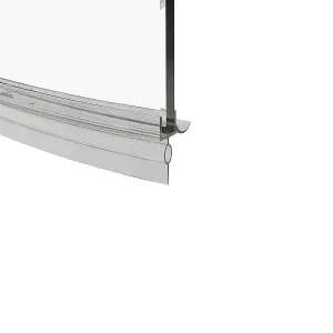 SunDaze 6mm Toughened Safety Glass Curved P Shaped Shower Bath Screen - 1400x715mm Chrome