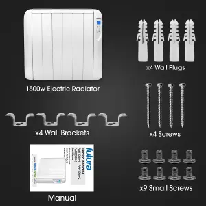 Futura Electric 1500W Radiator Panel Heater Wall Mounted Advanced Timer Digital Thermostat