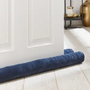 Catherine Lansfield Kingsley Matt Velvet Double Sided Under Door Draught Excluder Navy Blue