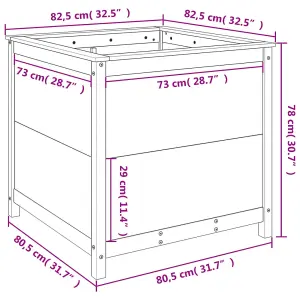 Berkfield Garden Planter Grey 82.5x82.5x78 cm Solid Wood Pine