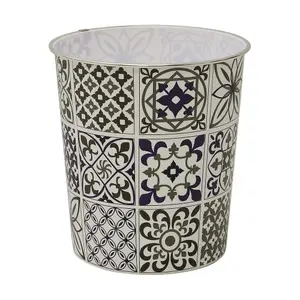 JVL Mosaic Navy Waste Paper Bin, 27cm x 25cm approx, Polypropylene, Small