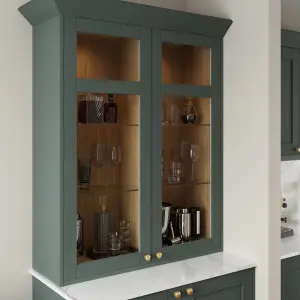 GoodHome Alpinia Matt green wood effect Shaker Glazed Dresser Cabinet door (W)500mm (H)1425mm (T)18mm