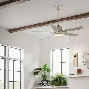 Luminosa Kichler Colerne 5 Blade 132cm Ceiling Fan with LED Light Brushed Nickel Remote Control