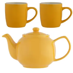 Price & Kensington Set of 2 Mug 330ml & 1 Teapot 6 Cup - Mustard