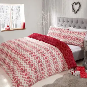 Smart Living Super Soft Christmas Reversible Duvet Cover With Pillowcase - Cozy Winter Bedding