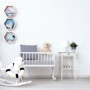 Galerie Just 4 Kids 2 Blue White Small Stars Smooth Wallpaper