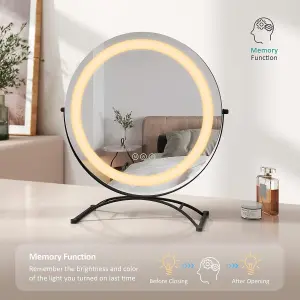 EMKE LED Hollywood Makeup Mirror Round 360 Rotation with Touch, Dimmable and Memory Function, 500mm, Black